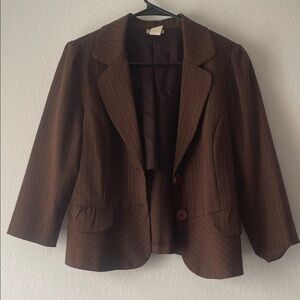 Elegant Brown Pinstripe Blazer for Women